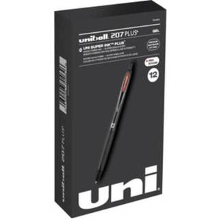 Uniball 207 Plus+ udtr?kkelige gelpenes 12 -pakke i r?dt med 0,7 mm medium punkt pen tip - Uni -super bl?k+ er glat levende og beskytter mod vand