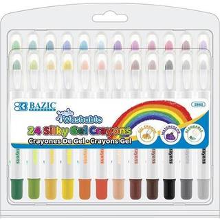 Bazic Silky Gel Crayons 24 Farve vaskbar blandbar ikke-giftig akvarel-farveblyant til farvel?gning (24/pakke) 1-pakke