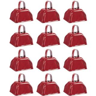 12-pack Red Cow Bells St?jproducenter med h?ndtagsh?ndsperrussionsk?ber til sportsbegivenheder Fodboldkampe Graduation Ceremonier Velkommen feste