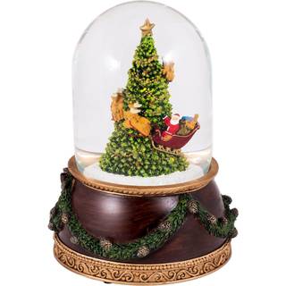 Julemanden roterende rundt juletræ musikalsk sneglobe glitterdome 120 mm 7,75 tommer