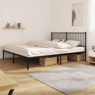 sengeramme med sengegavl 180x200 cm metal sort