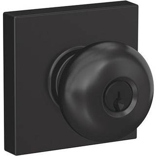 Schlage F51A PLY 622 Col Plymouth Knap med Collins Trim Keyed Entry Lock Matte sort