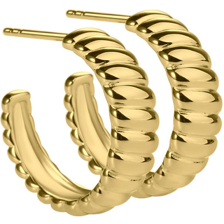 SUKI, 20 mm. Hoops i forgyldt sterling sølv med snoninger.