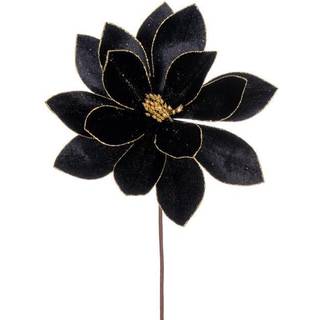 Vickerman 22 """" Black Velvet Sheen Glitter Trim Poinsettia STEM 4 pr. Taske.