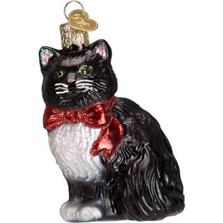 Old World Christmas Cat Lover Glass blæst ornamenter til juletræ Tuxedo Kitty