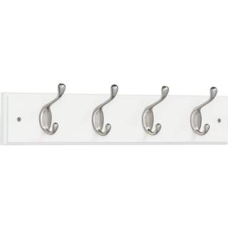 Liberty 129849 18-tommer frakke og hatkrog/rack med 4 tunge kroge hvide og satin nikkel
