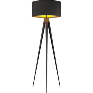 Lindby gulvlampe Benik, stativ, tekstil, sort/guld, 153 cm