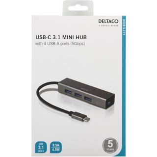 Deltaco USB-C hub 4-port