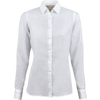 Stenströms Sofie Hvid hørskjorte | Dame |Dameskjorter & Bluser | Feminine | Størrelse: 34 | Hvid | Solid | Lange Ærmer