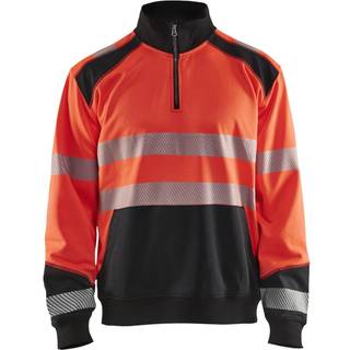 Blåkläder 3556 High Vis Sweatshirt half zip / High Vis Sweatshirt half zip - XL - High Vis Rød/Sort