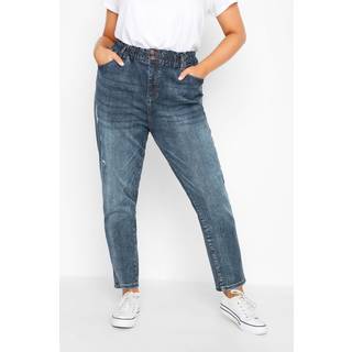 Yours Curve Yours Curve Blue Elasticated Mom Jeans