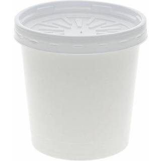 Pactiv Evergreen Paper Round Food Container og Lid Combo 16 Oz. 3,75 tommer diameter x 3,88H-tommer hvid 250/karton (D16RBLD)
