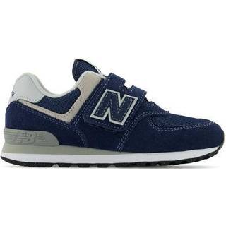 New Balance Børn 574 Core Hook & Loop i Blå/Hvid læder, Størrelse 34.5