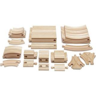 Maxim Enterprise Inc. Ekspansion Wooden Train Track Set 54 Piece Hardwood Buede spor lige spor og stik til jernbaneovergang kompatible med Thomas