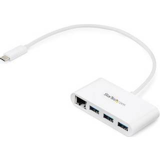 StarTech.com USB-C Hub 3-Port with Gigabit Ethernet USB hub - 3 ports - Hvid