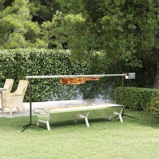 grillbakke 158x42x31 cm rustfrit stål sølvfarvet