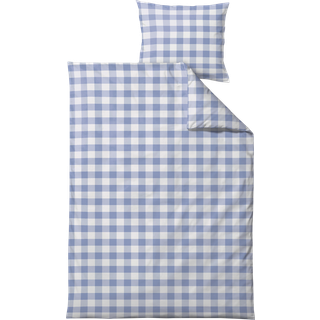 Junior satin sengesæt fra SØDAHL - GINGHAM SKY BLUE