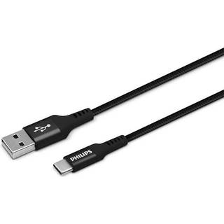 Philips USB kabel USB-A til USB-C, sort, 2 meter