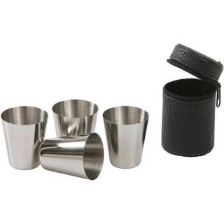 Shotglas i stål med etui