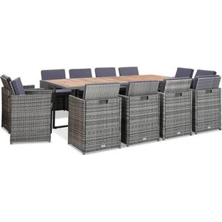 Udendørs Spisebordssæt 13 Dele M. Hynder Polyrattan Antracitgrå