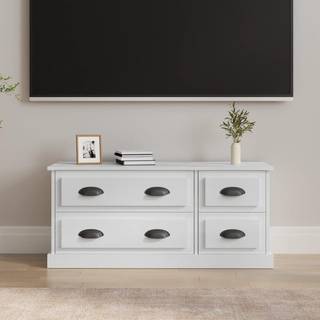 tv-bord 100x35,5x45 cm konstrueret træ hvid højglans