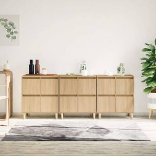 skænke 3 stk. 60x35x70 cm konstrueret træ sonoma-eg