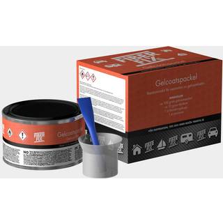 Gelcoatspartel FiberFix, cremehvid (RAL 9001), 100 gram + 10 gram hærder + blandingskop + omrører