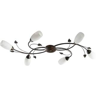 Lindby loftlampe Stefania, 6 lyskilder, sort/guld, 68 cm