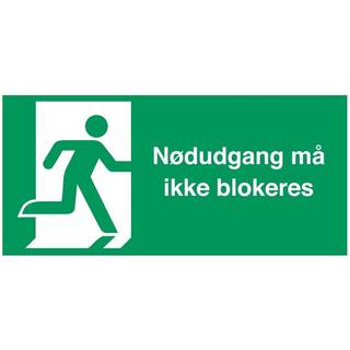 Nødudgang må ikke blokeres skilt