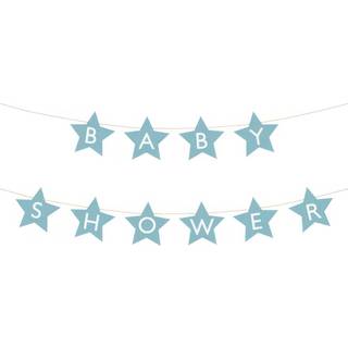 1 stk. Baby Shower Banner lyseblå stjernetema papir – 3m magisk festdekoration