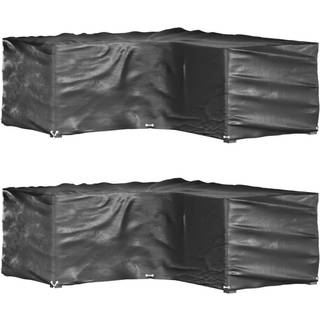 L-formede havemøbelovertræk 2 stk. 215x215x70 cm 16 øjer