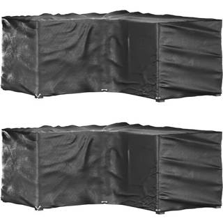 L-formede havemøbelovertræk 2 stk. 185x185x90 cm 12 øjer