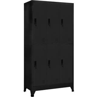 Lockerskab Med 6 Rum 90X45X180 Cm - Sort / med 6 skabe