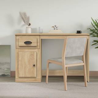 skrivebord m. skuffer 115x50x75 cm konstrueret træ sonoma-eg