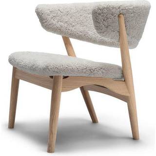 Sibast Furniture No 7 Lænestol Fuldpolstret Hvidolieret Egetræ og Sheepskin Short Moonlight