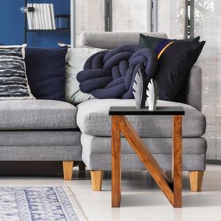 WOMO-DESIGN sofabord sidebord sofabord massivt træ akacie """"N"""" form 60 cm