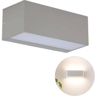 12W LED Udendørs - Op/Ned, Soft Lys, Stor, 3000K, Grå Hus - Kulør : Varm