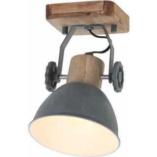 Industriële plafondspot hout met grijs draai- en kantelbaar - Gearwood
