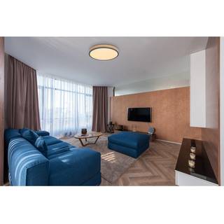 LED-loftlampe Doro, Ø 45 cm, mørk grafit/træ, træ, CCT