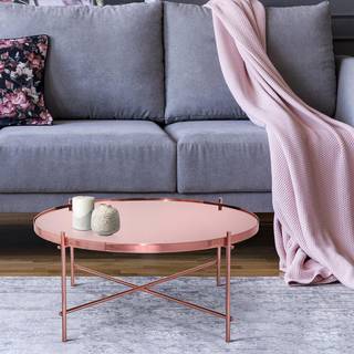 WOMO-DESIGN design sofabord Ø 75x35 cm i kobberstuebord, rundt sidebord, moderne