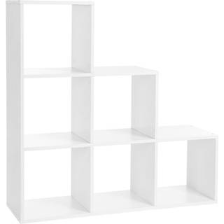 Vasagle Stair Shelf Bogreol Trin Hylde med 6 terderstige Hyldestue Divider Cube Hylde Fritstående kontor Stue Soveværelse Hvid LBC63WT