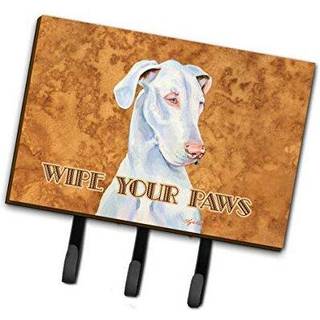 """" Caroline's Treasures LH9444TH68 White Great Dane Wipe Your Paws snor eller nøgleholder stor flerfarvet """"