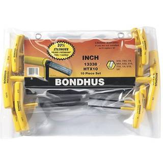 Bondhus 13338 S?t med 10 hex T-h?ndtagst?rrelser 3/32-3/8 """"