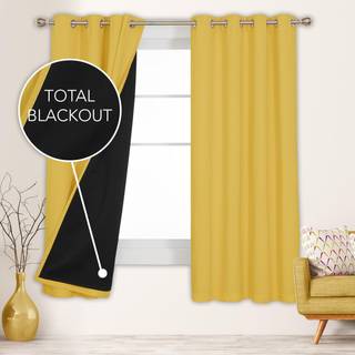 Deconovo gula vårgardiner Total blackout gardin 100% ljusblockering dubbelskikt grommet fönster draperar termisk isolerad för sovrum/barn/flicka/