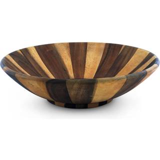Arthur Court Salad Bowl Acacia Wood Servering til frugter eller salater Wok Wav -stil Ekstra stor 16 tommer diameter x 4,5 tommer h?j