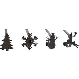 Haute Decor Mantleclip Stocking indehavere med aftagelige zinklegering Metalferie Ikoner (4-Pack Assorterede ikoner Matte sort)