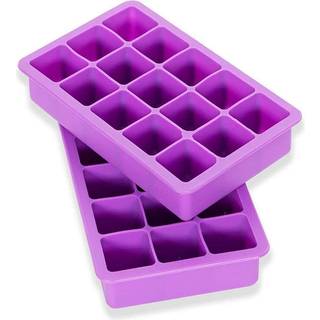ICE Cube Mold Elbee Home 2 Pack Silicone Ice Cube Bakke Fleksibel 15 Cube Purple Silicone Ice Cube Bakker Lavet af fødevarekvalitet Silikone Gena