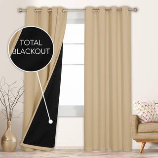 Deconovo 100% Blackout -gardiner 84 tommer lange dobbeltlag Total lysblokgardiner Termiske isolerede vinduesgardiner til sovev?relse (52W x 84L t