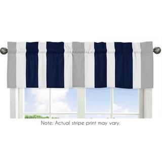 Sweet Jojo Designs Navy Blue Grey and White Window Treatment Valance til striber sengetøj kollektion