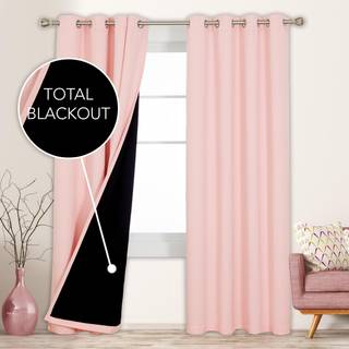 Deconovo Total Blackout fordoblede gardiner 84 tommer lange s?t p? 2 100% fuld lysblok VARME Kold blok Grommet gardiner til hjemmet indend?rs v?r